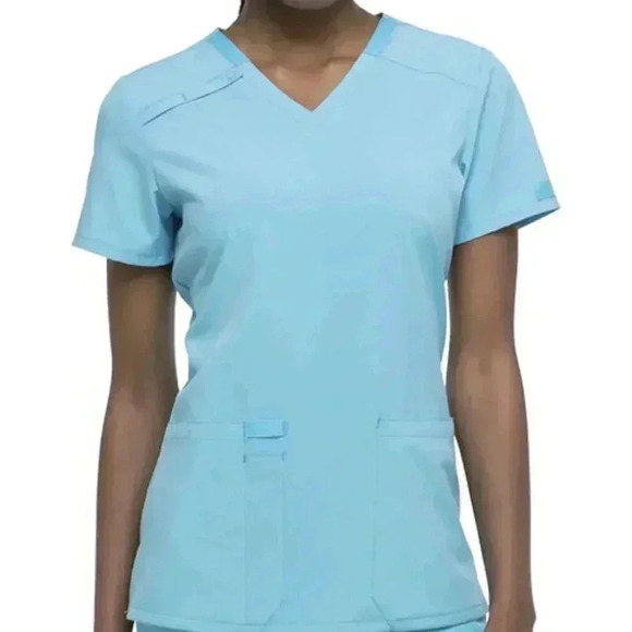 Dickies Medical Scrubs V-Neck Top — Turquoise Blue, Small, Comfortable Fit - Picture 3 of 7